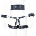 SM Bondage Set Include Waistband, Wrist & Thigh Cuffs, Cross Buckle, Adult Games Restraints Handcuffs Leg Cuff Sex Toys