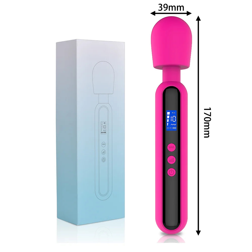 Multi Functional Massage Stick LCD Display Timing Vibrator Silicone Material 10 Frequency 4-Speed Waterproof Charging Model