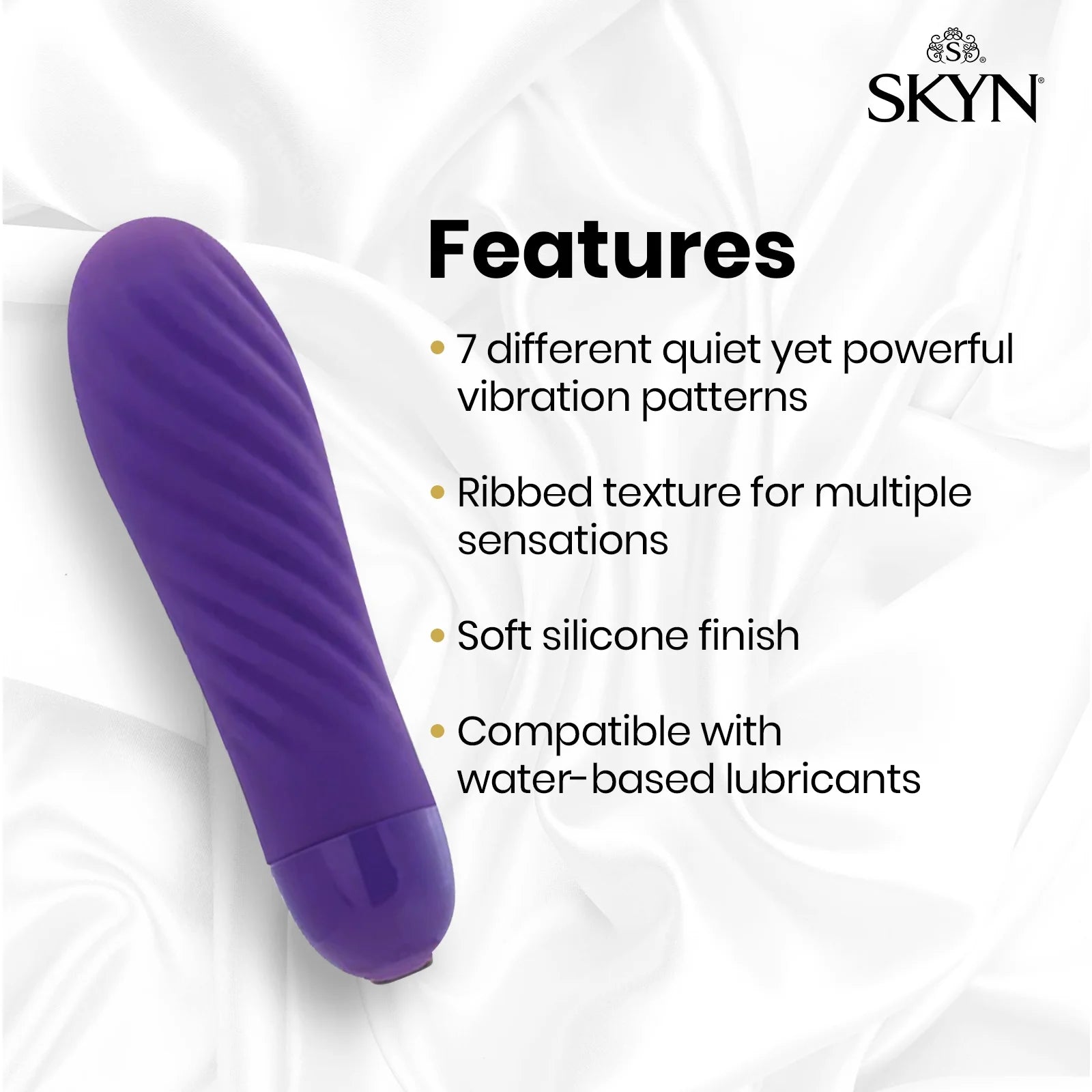 SKYN Shiver Bullet Massager Vibrator, 7 Speeds, Purple