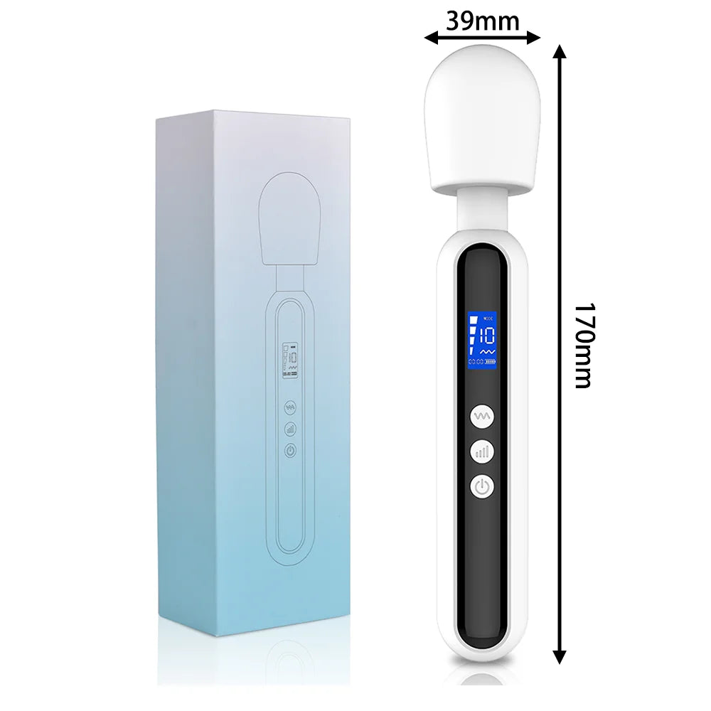 Multi Functional Massage Stick LCD Display Timing Vibrator Silicone Material 10 Frequency 4-Speed Waterproof Charging Model