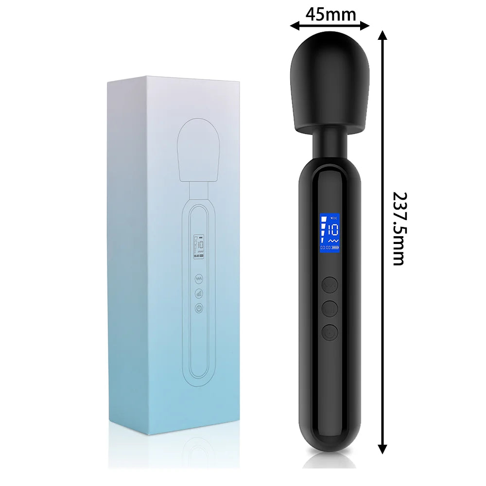 Multi Functional Massage Stick LCD Display Timing Vibrator Silicone Material 10 Frequency 4-Speed Waterproof Charging Model