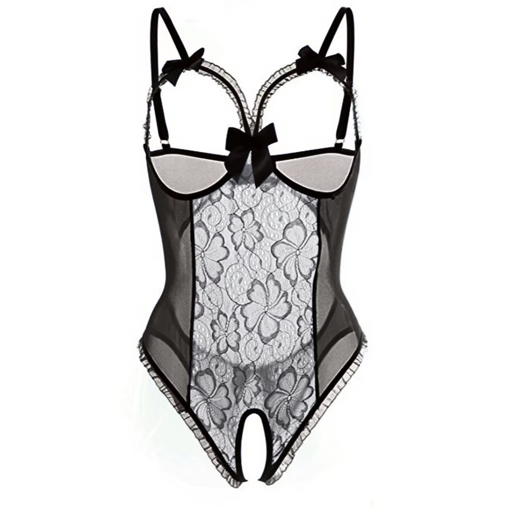 Erotic Lingerie for Women Sex Underwear Porn Outfit Dress Hot Bow Open Sexy Costume Open Crotch Transparent Lingerie plus Size