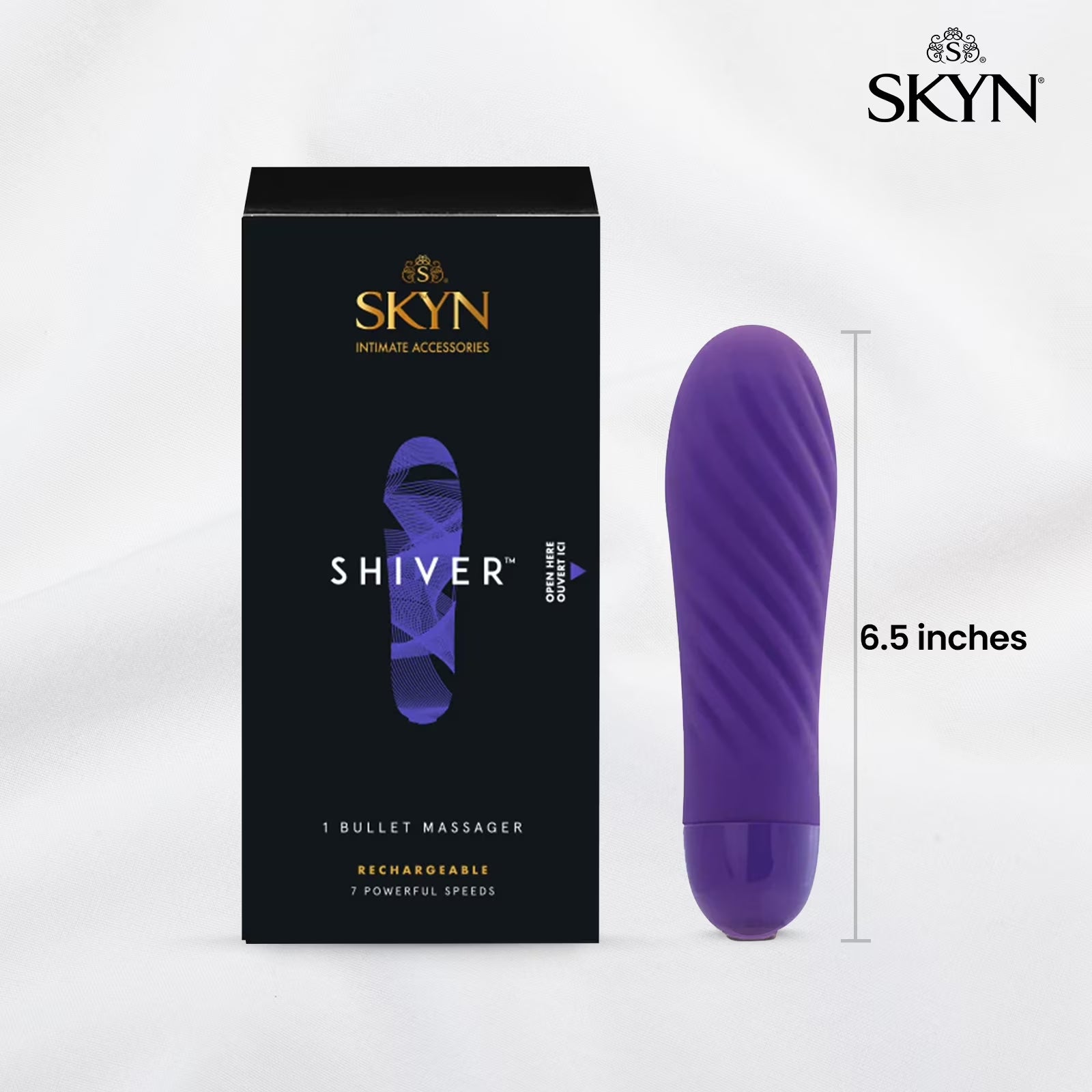 SKYN Shiver Bullet Massager Vibrator, 7 Speeds, Purple
