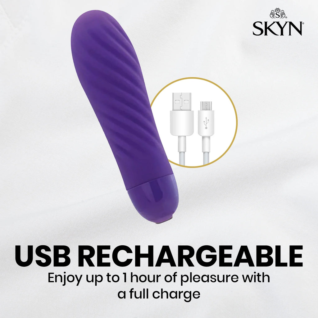 SKYN Shiver Bullet Massager Vibrator, 7 Speeds, Purple