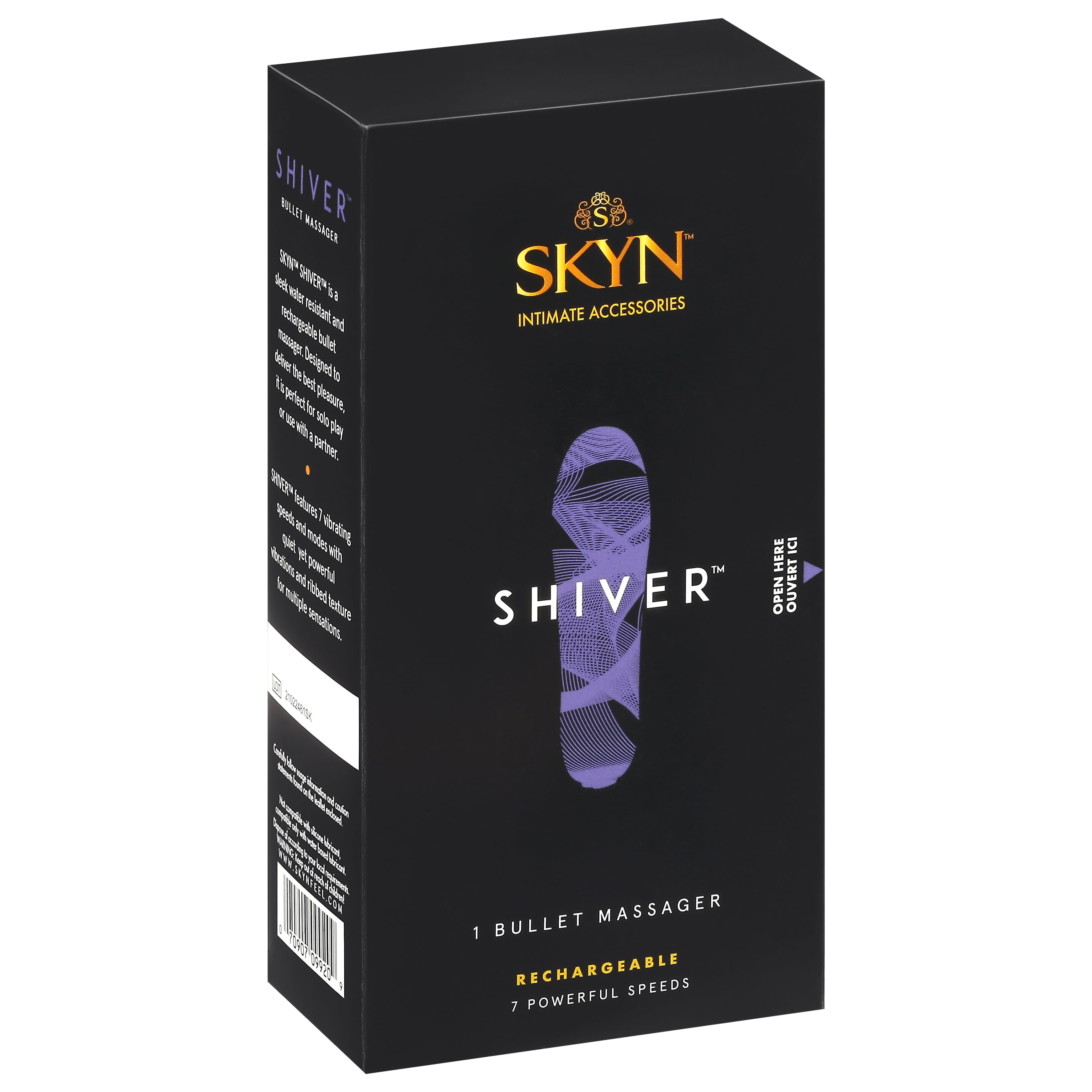 SKYN Shiver Bullet Massager Vibrator, 7 Speeds, Purple