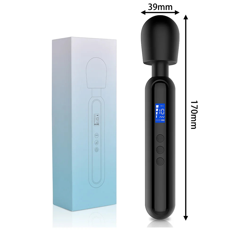 Multi Functional Massage Stick LCD Display Timing Vibrator Silicone Material 10 Frequency 4-Speed Waterproof Charging Model