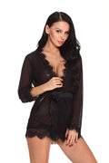 Sexy-Lingere Women'S Lace Robe See through Babydoll Honeymoon Sleepwear G-String