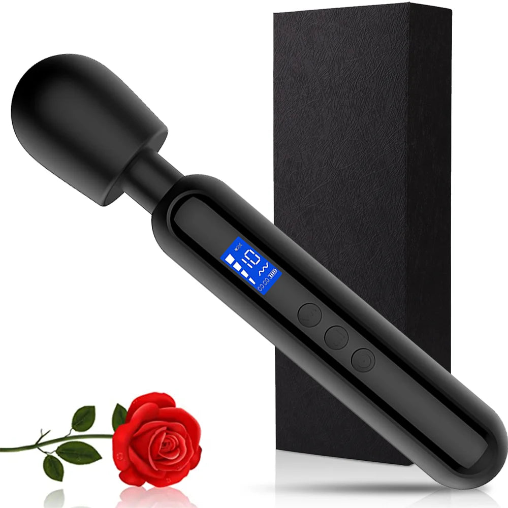 Multi Functional Massage Stick LCD Display Timing Vibrator Silicone Material 10 Frequency 4-Speed Waterproof Charging Model