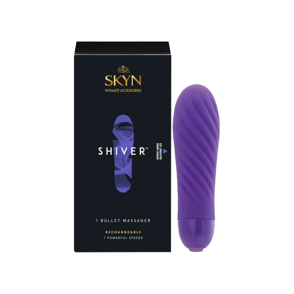 SKYN Shiver Bullet Massager Vibrator, 7 Speeds, Purple