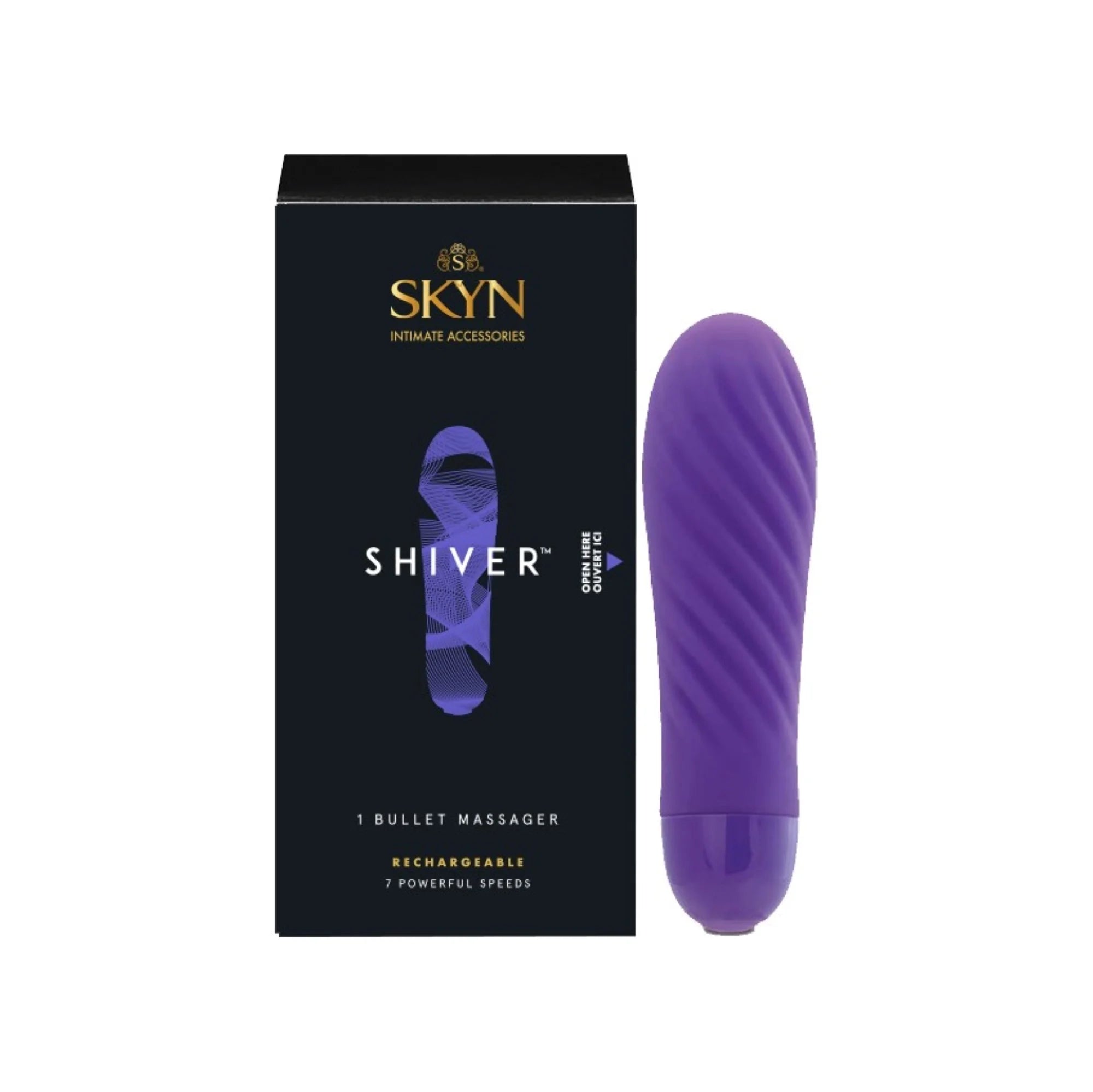 SKYN Shiver Bullet Massager Vibrator, 7 Speeds, Purple