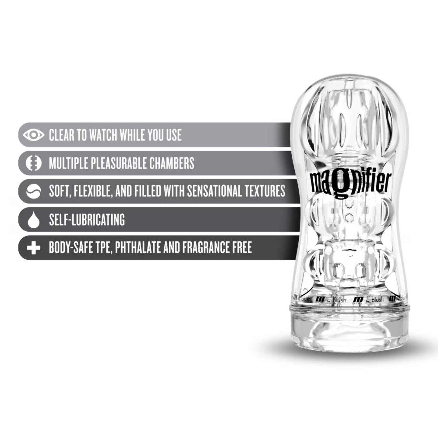 Blush M for Men Soft and Wet Magnifier Stroker - Clear