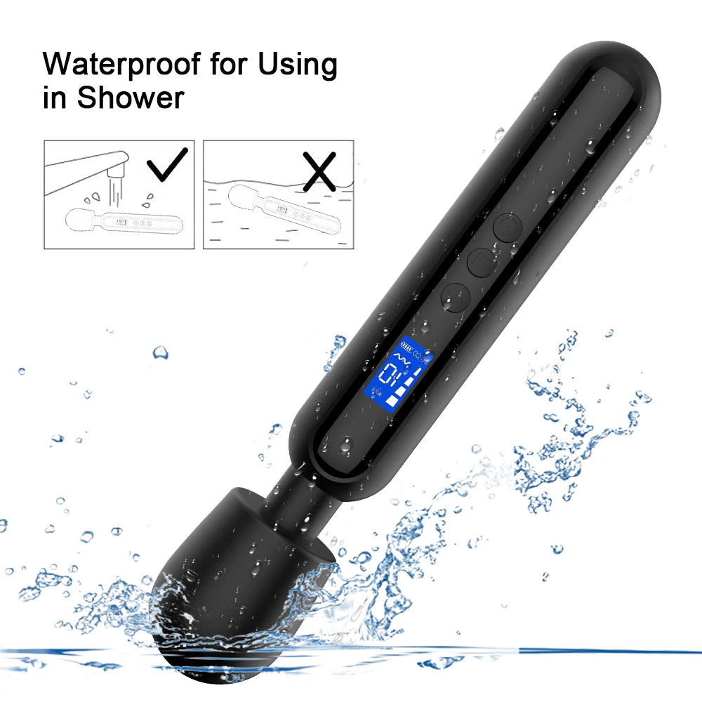 Multi Functional Massage Stick LCD Display Timing Vibrator Silicone Material 10 Frequency 4-Speed Waterproof Charging Model