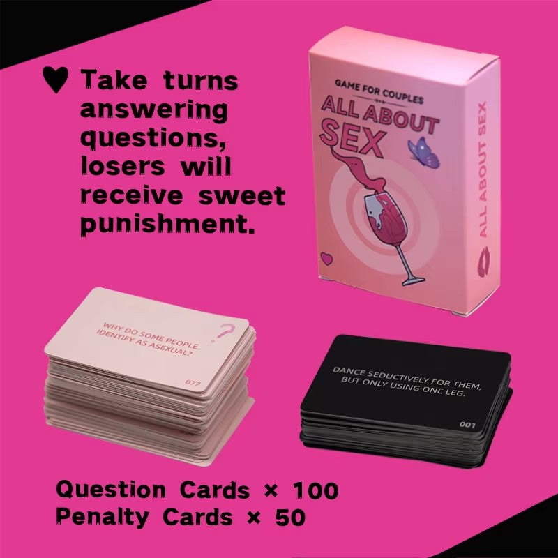 All about Sex, an Exciting Original Card Game for Couples, Elevate Your Evenings with Fun and Joy, 2 Players, 20+Mins, Age 16+