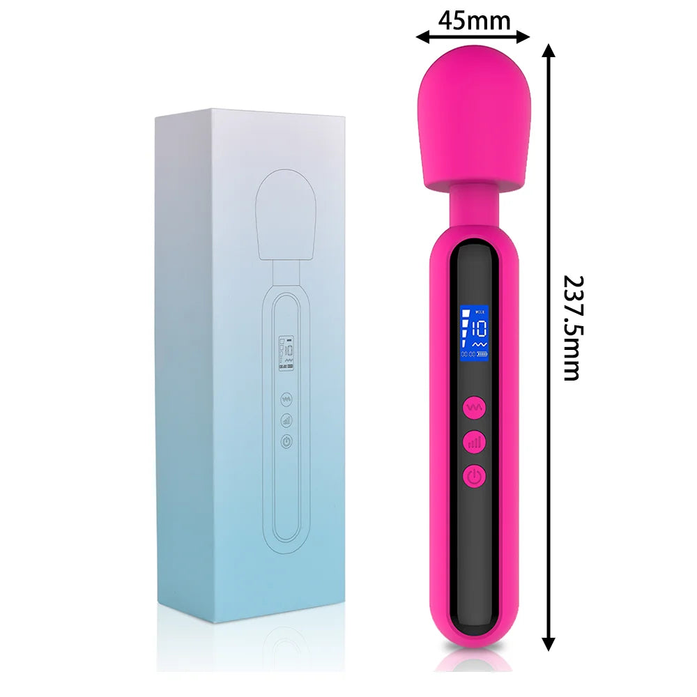 Multi Functional Massage Stick LCD Display Timing Vibrator Silicone Material 10 Frequency 4-Speed Waterproof Charging Model